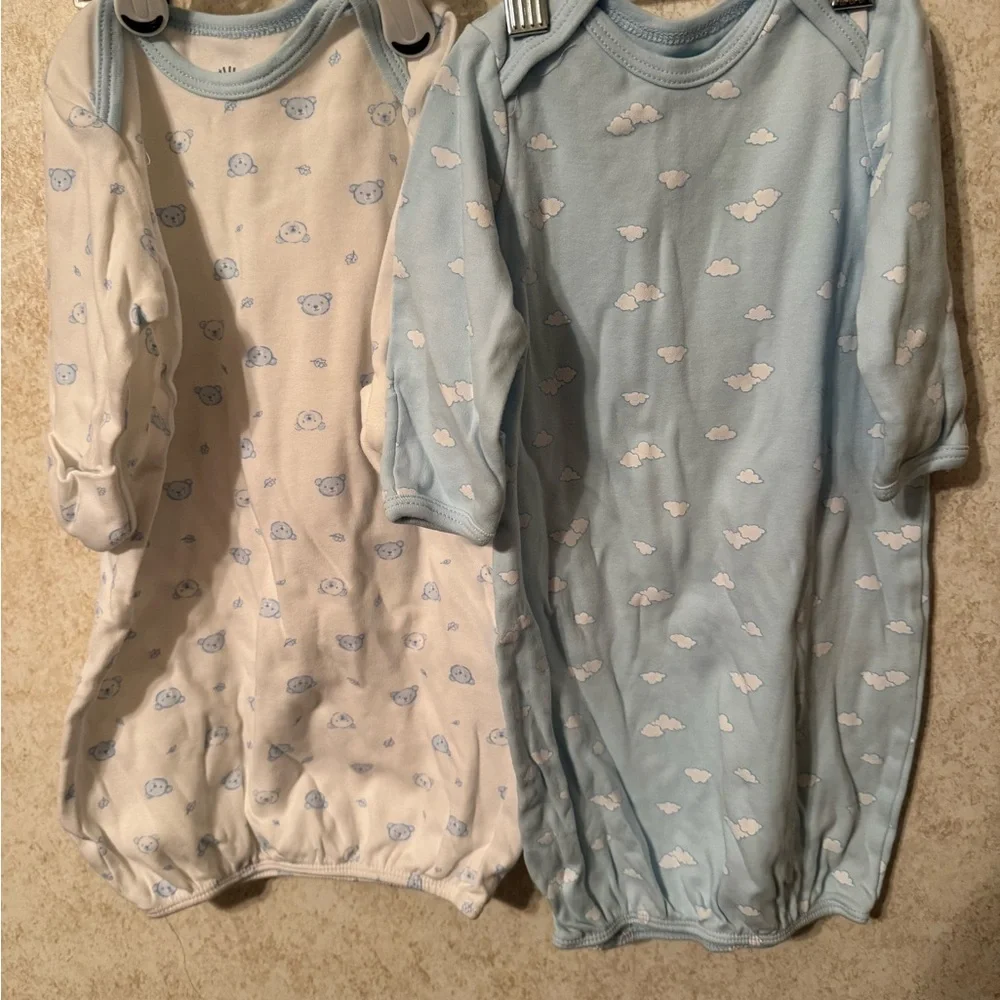 Little Me Blue and White Cloud Bear Sleep Sacks and sleeper with zipper. NWOT